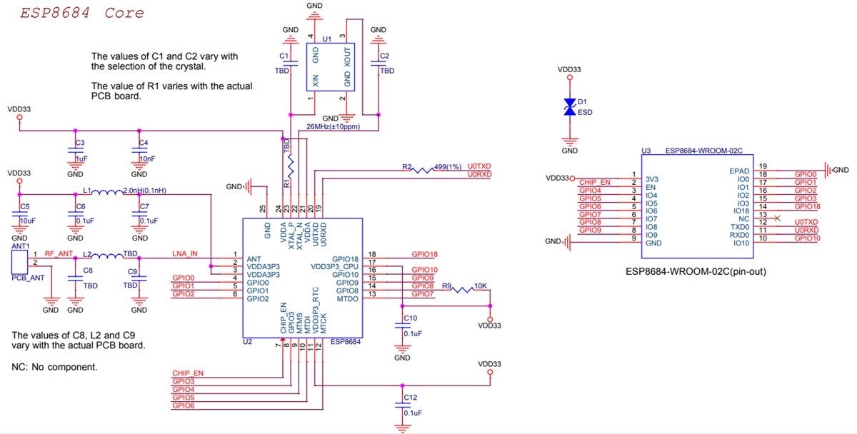 Schematic - Espressif Systems ESP8684-WROOM-02C Multiprotocol Module
